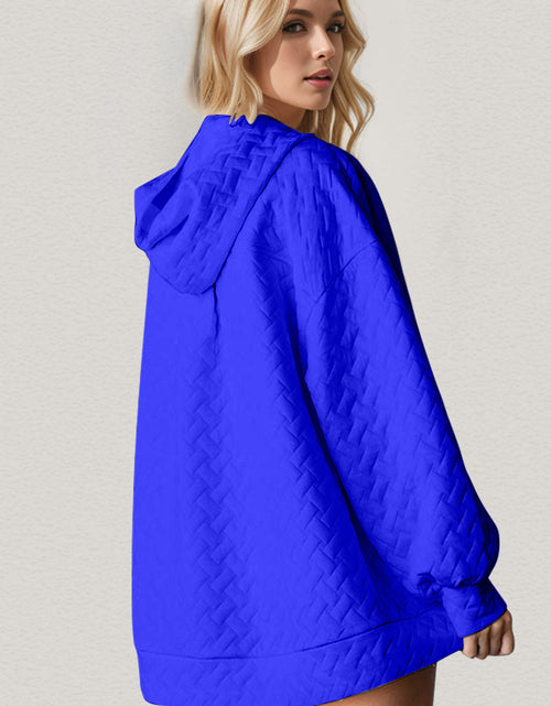 Load image into Gallery viewer, Double Take Full Size Texture Drop Shoulder Long Sleeve Hoodie
