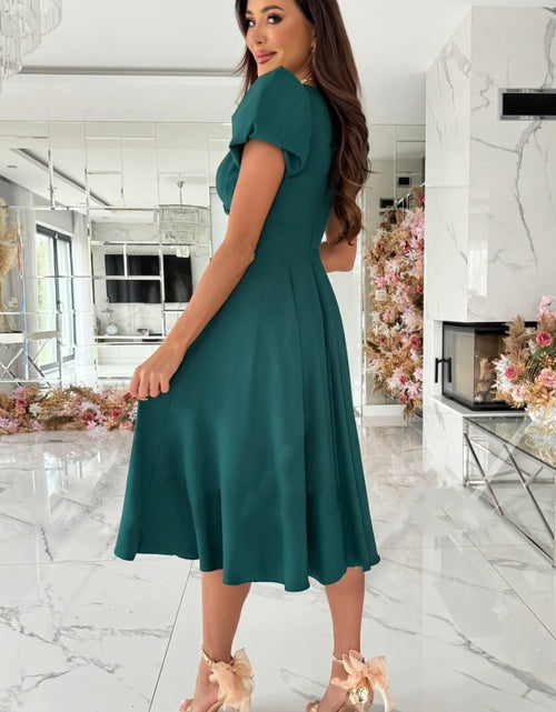 Load image into Gallery viewer, Surplice Puff Sleeve Midi Dress
