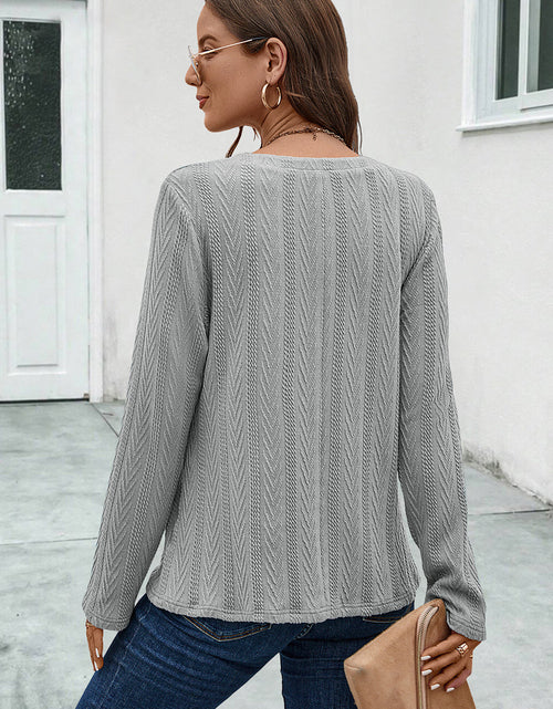 Load image into Gallery viewer, Buttoned Notched Neck Long Sleeve T-Shirt
