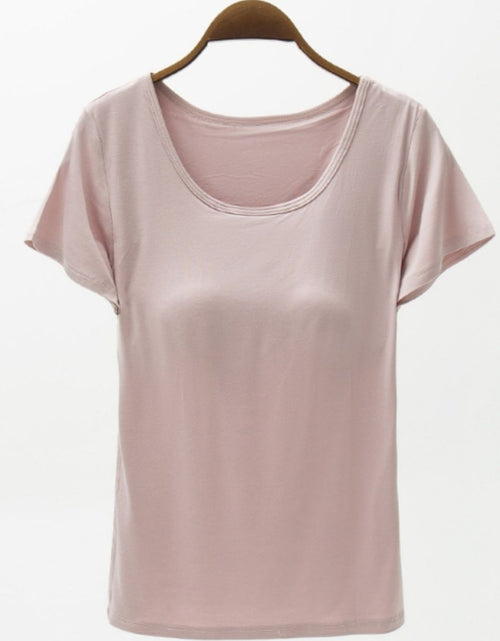 Load image into Gallery viewer, Round Neck Modal T-Shirt with Bra
