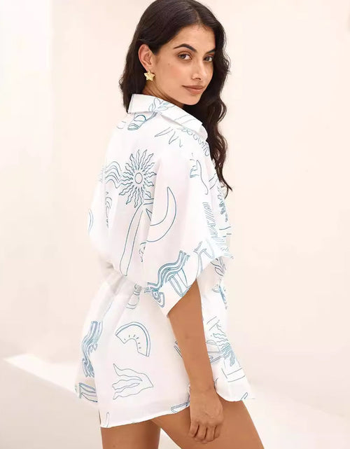Load image into Gallery viewer, Printed Collared Neck Half Sleeve Romper
