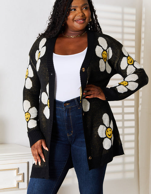 Load image into Gallery viewer, Perfee Floral Button Down Longline Cardigan
