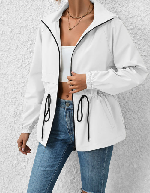 Load image into Gallery viewer, Ivy Lane Drawstring Zip Up Hooded Jacket
