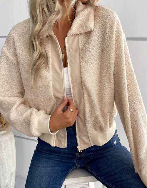 Load image into Gallery viewer, Perfee Zip-Up Sherpa Collared Neck Jacket with Pockets
