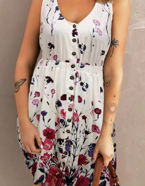 Load image into Gallery viewer, Double Take Scoop Neck Buttoned Sleeveless Magic Dress with Pockets
