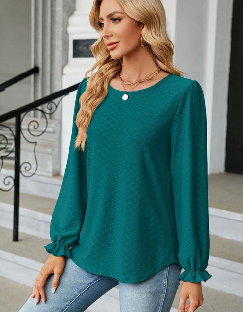 Load image into Gallery viewer, Round Neck Flounce Sleeve Blouse
