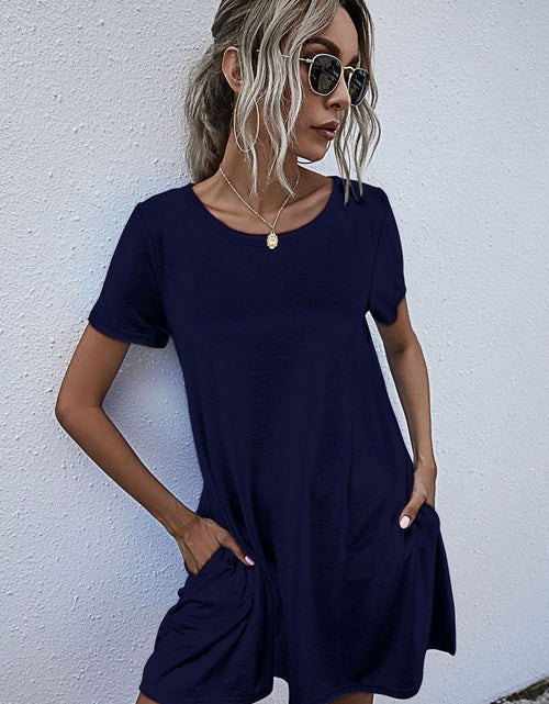 Load image into Gallery viewer, Round Neck Short Sleeve Mini Dress
