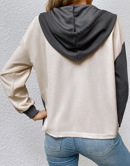 Load image into Gallery viewer, Perfee Contrast Color Button-Up Raglan Sleeve Hoodie

