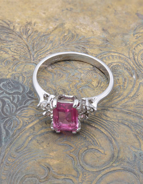 Load image into Gallery viewer, Vintage Ring Clear Austrian Crystals 18k Yellow Gold Electroplated Womens Birthstone Made in USA by PVD Vintage Jewelry
