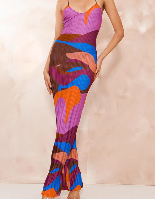 Load image into Gallery viewer, Backless Printed Maxi Cami Dress
