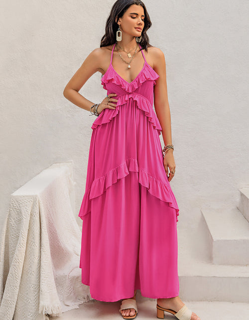 Load image into Gallery viewer, Ruffled Halter Neck Maxi Dress
