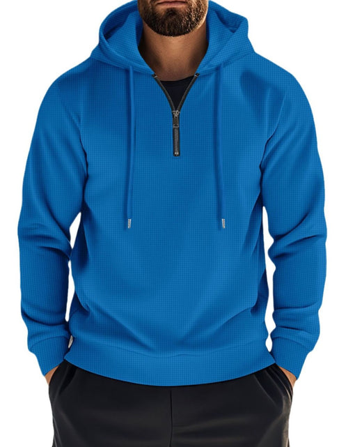Load image into Gallery viewer, Men's Full Size Quarter Zip Long Sleeve Drawstring Hoodie Plus Size
