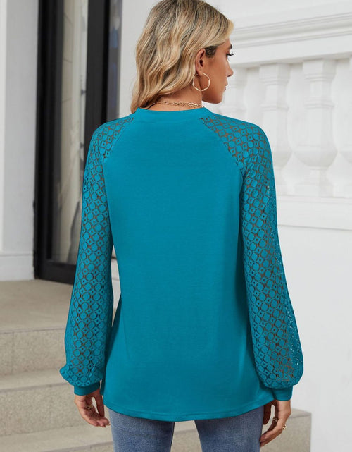 Load image into Gallery viewer, Round Neck Lace Long Sleeve Top
