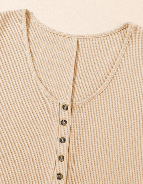 Load image into Gallery viewer, Waffle-Knit Half Button Sleeveless Romper with Pockets
