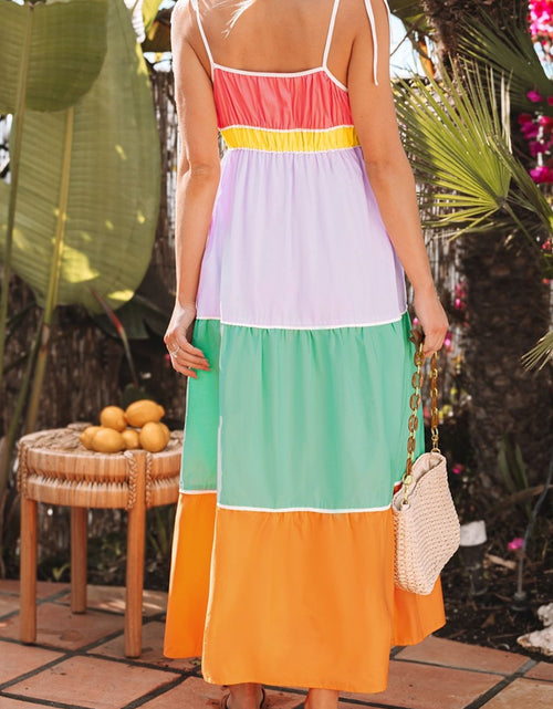 Load image into Gallery viewer, Color Block Flowy Tiered Maxi Dress with Pockets
