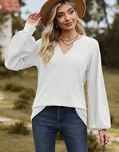 Load image into Gallery viewer, Notched Neck Raglan Sleeve Blouse

