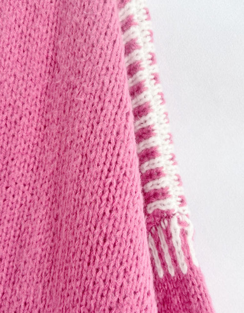 Load image into Gallery viewer, Double Take Contrast Open Front Dropped Shoulder Cardigan

