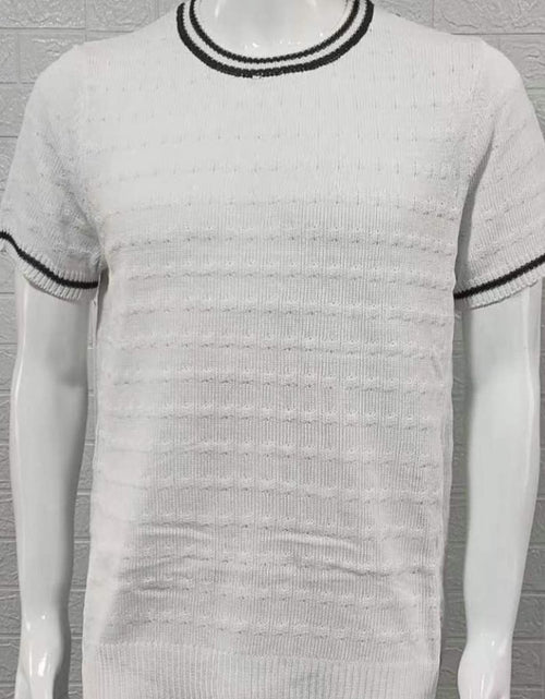 Load image into Gallery viewer, Men's Plus Size Texture Round Neck Contrast Trim T-Shirt
