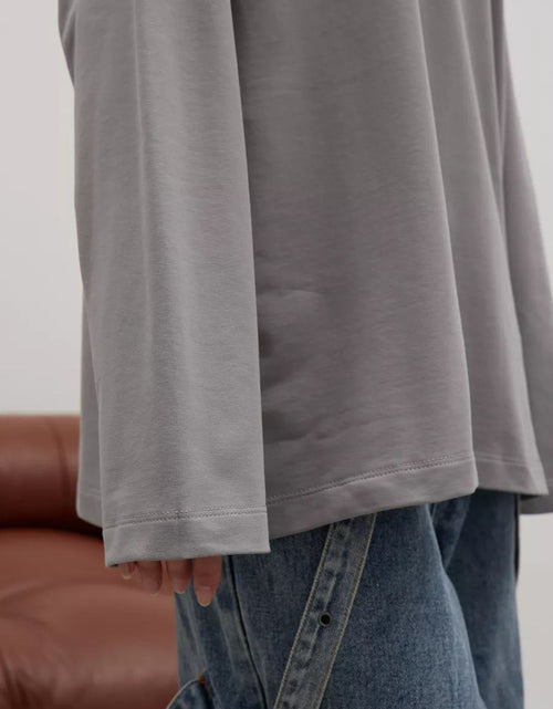 Load image into Gallery viewer, Round Neck Dropped Shoulder Long Sleeve T-Shirt
