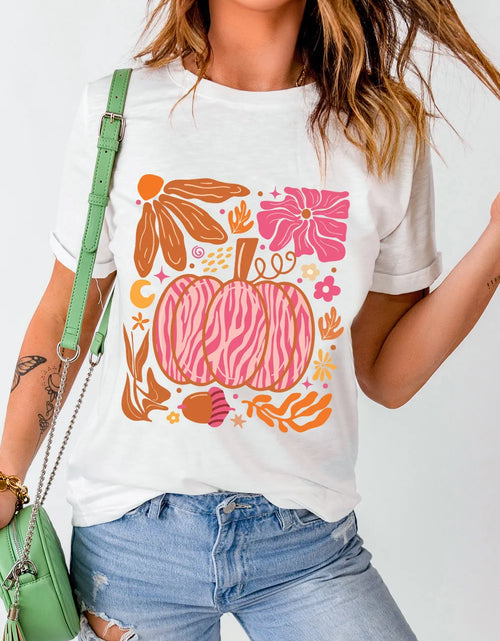 Load image into Gallery viewer, Graphic Round Neck Short Sleeve T-Shirt
