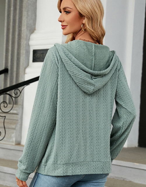 Load image into Gallery viewer, Drawstring Zip Up Long Sleeve Hoodie

