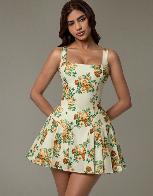 Load image into Gallery viewer, Floral Sleeveless Mini Pleated Dress
