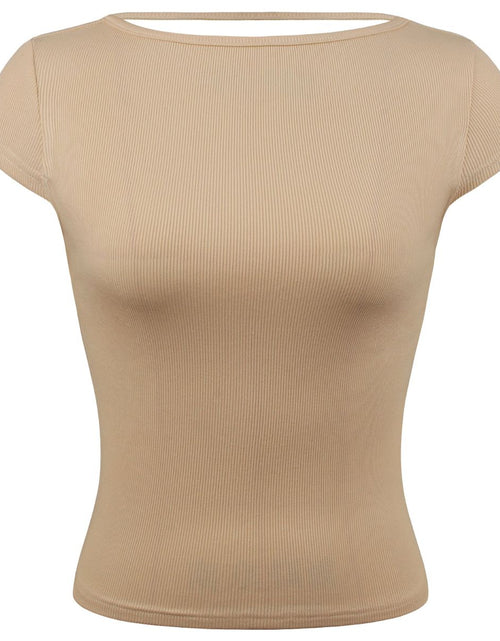 Load image into Gallery viewer, Round Neck Backless Short Sleeve Tee
