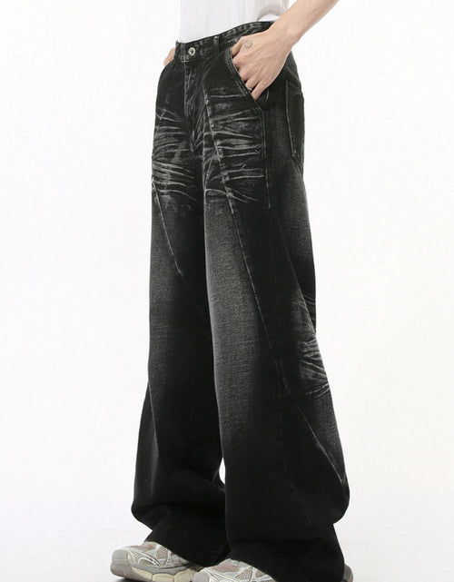 Load image into Gallery viewer, Washed Cat Whisker Straight Leg Jeans
