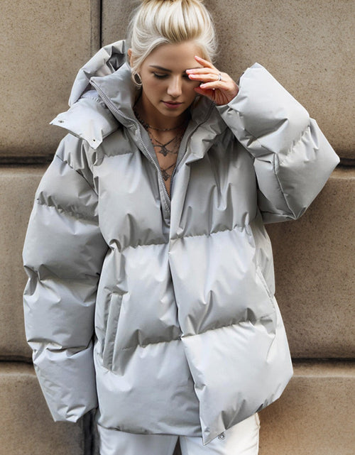 Load image into Gallery viewer, Pocketed Zip Up Hooded Puffer Jacket
