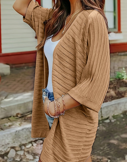 Load image into Gallery viewer, Striped Open Front Knit Cardigan
