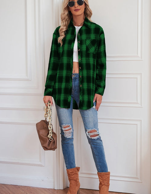 Load image into Gallery viewer, Plaid Button Up Dropped Shoulder Outerwear
