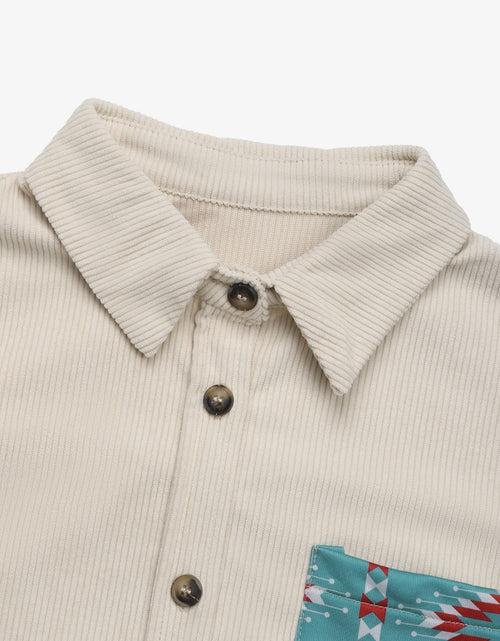Load image into Gallery viewer, Perfee Pocketed Geometric Collared Neck Shacket
