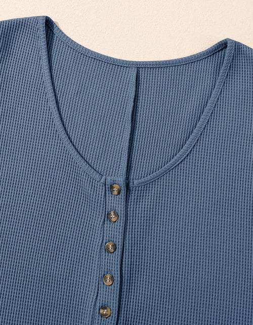 Load image into Gallery viewer, Waffle-Knit Half Button Sleeveless Romper with Pockets
