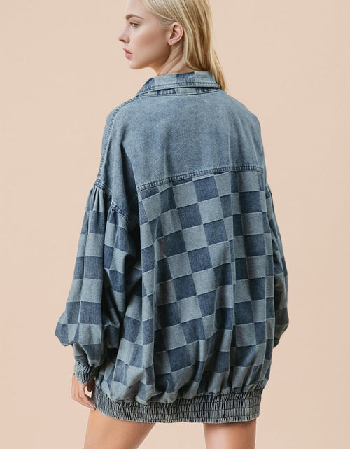 Load image into Gallery viewer, Double Take Checkered Button Up Denim Jacket
