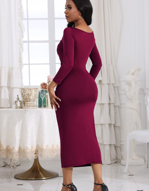 Load image into Gallery viewer, Ruched Boat Neck Midi Dress
