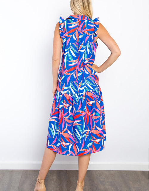 Load image into Gallery viewer, Be Stage Print Ruffled Midi Dress with Pockets
