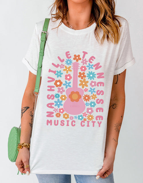 Load image into Gallery viewer, Graphic Round Neck Short Sleeve T-Shirt
