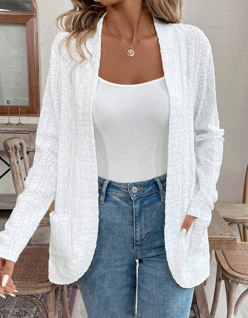 Load image into Gallery viewer, Pocketed Eyelet Open Front Cover Up
