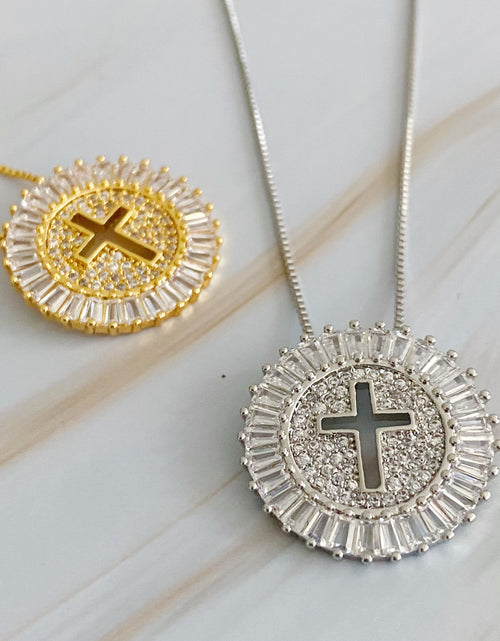 Load image into Gallery viewer, Shine Circle Cross Necklace by Ellisonyoung.com
