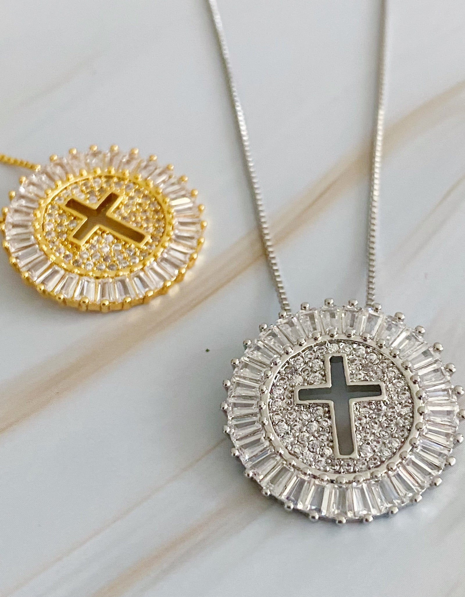 Shine Circle Cross Necklace by Ellisonyoung.com
