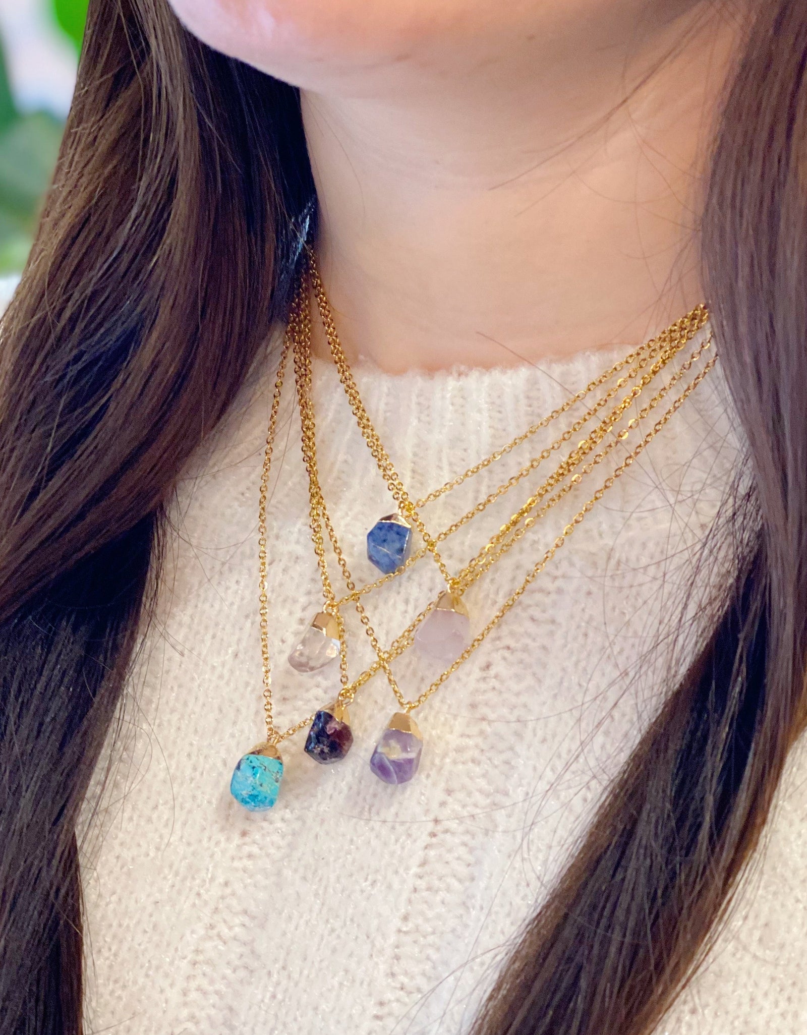 Meditation Semi-Precious Stone Pendant Necklace by Ellisonyoung.com