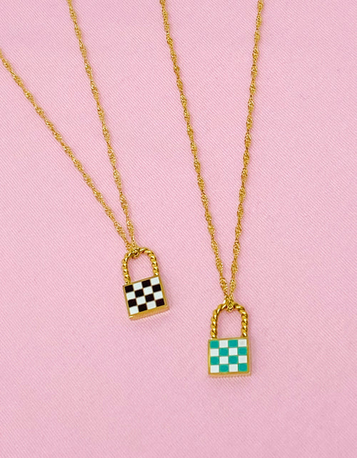 Load image into Gallery viewer, Checkered Locket Necklace by Ellisonyoung.com
