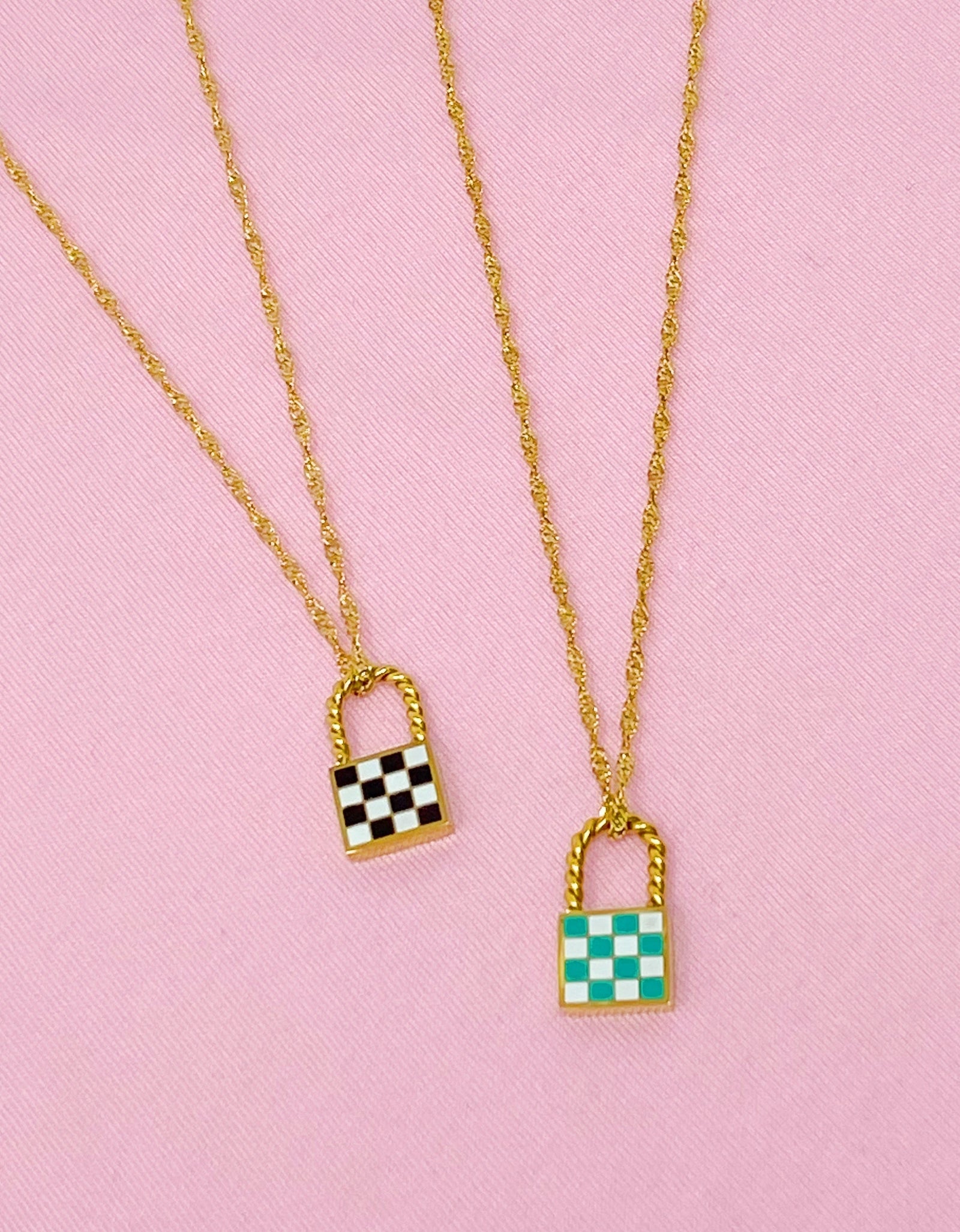 Checkered Locket Necklace by Ellisonyoung.com