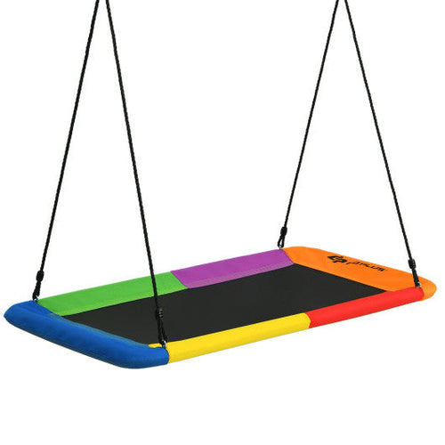 Load image into Gallery viewer, 60 Inches Platform Tree Swing Outdoor with  2 Hanging Straps-Multicolor
