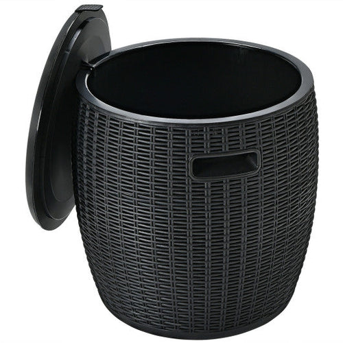 Load image into Gallery viewer, 9.5 Gallon 4-in-1 Patio Rattan Cool Bar Cocktail Table Side Table-Black
