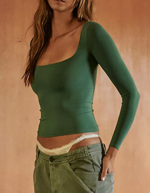 Load image into Gallery viewer, Square Neck Long Sleeve T-Shirt

