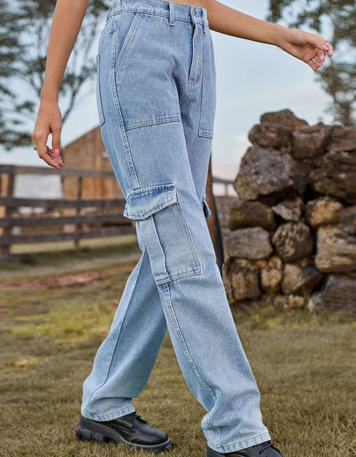 Load image into Gallery viewer, High Waist Cargo Jeans
