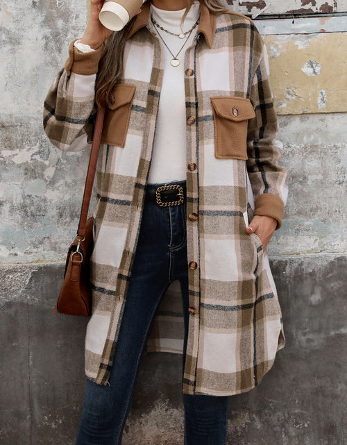 Load image into Gallery viewer, Perfee Plaid Button Up Long Sleeve Coat
