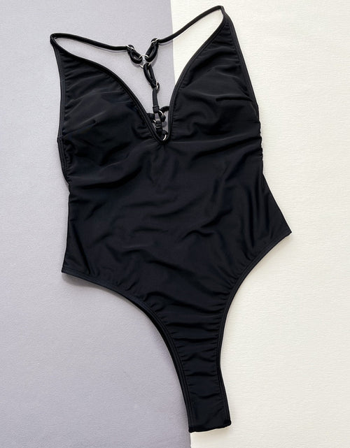 Load image into Gallery viewer, Cutout Plunge Spaghetti Strap One-Piece Swimwear

