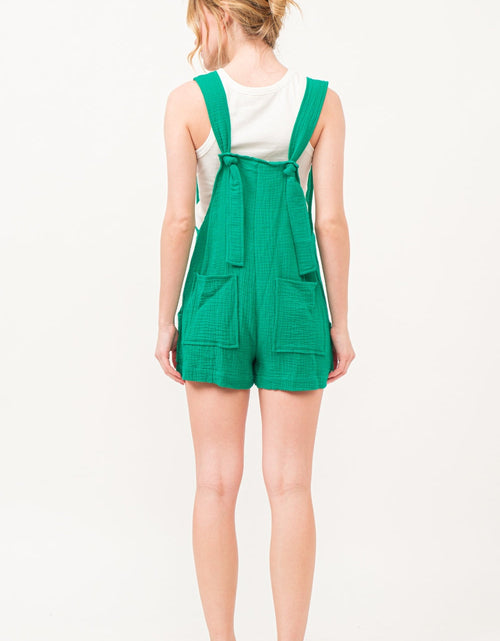 Load image into Gallery viewer, And The Why Button Up Tie Back Sleeveless Romper
